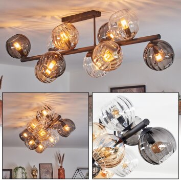 Koyoto Plafonnier, Boule lumineuse Ambre, Clair, Fumé, 10 lumières