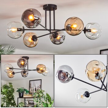 Ripoll Plafonnier, Boule lumineuse Ambre, Clair, Fumé, 6 lumières