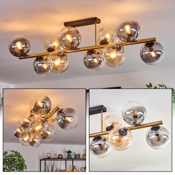 Gastor Plafonnier, Boule lumineuse Or, Noir, 10 lumières