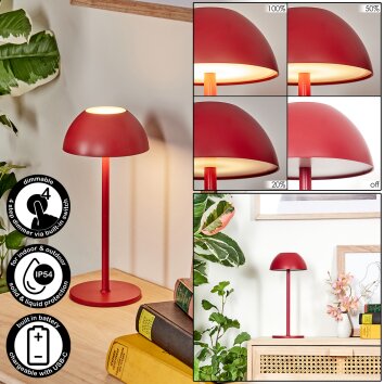 Laken Lampe de table d'extérieur, Luminaire de salle de bain, Lampe à poser LED Rouge, 1 lumière