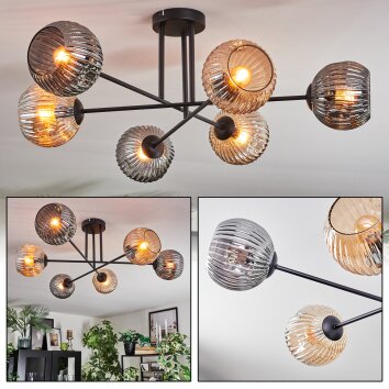 Ripoll Plafonnier, Boule lumineuse Ambre, Fumé, 6 lumières
