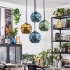 Ripoll Suspension, Boule lumineuse, Suspension grappe Bleu, Or, Vert, 4 lumières