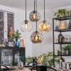 Ripoll Suspension, Boule lumineuse, Suspension grappe Ambre, Clair, Fumé, 4 lumières
