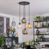 Ripoll Suspension, Boule lumineuse, Suspension grappe Ambre, Clair, Fumé, 4 lumières