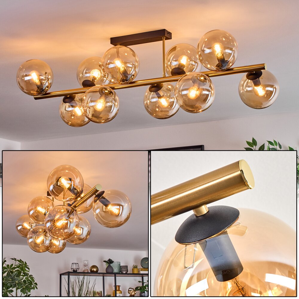 Gastor Plafonnier, Boule lumineuse Or, Noir, 10 lumières main product photo