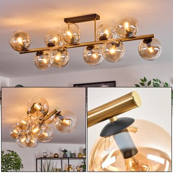 Gastor Plafonnier, Boule lumineuse Or, Noir, 10 lumières