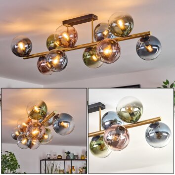 Gastor Plafonnier, Boule lumineuse Or, Noir, 10 lumières