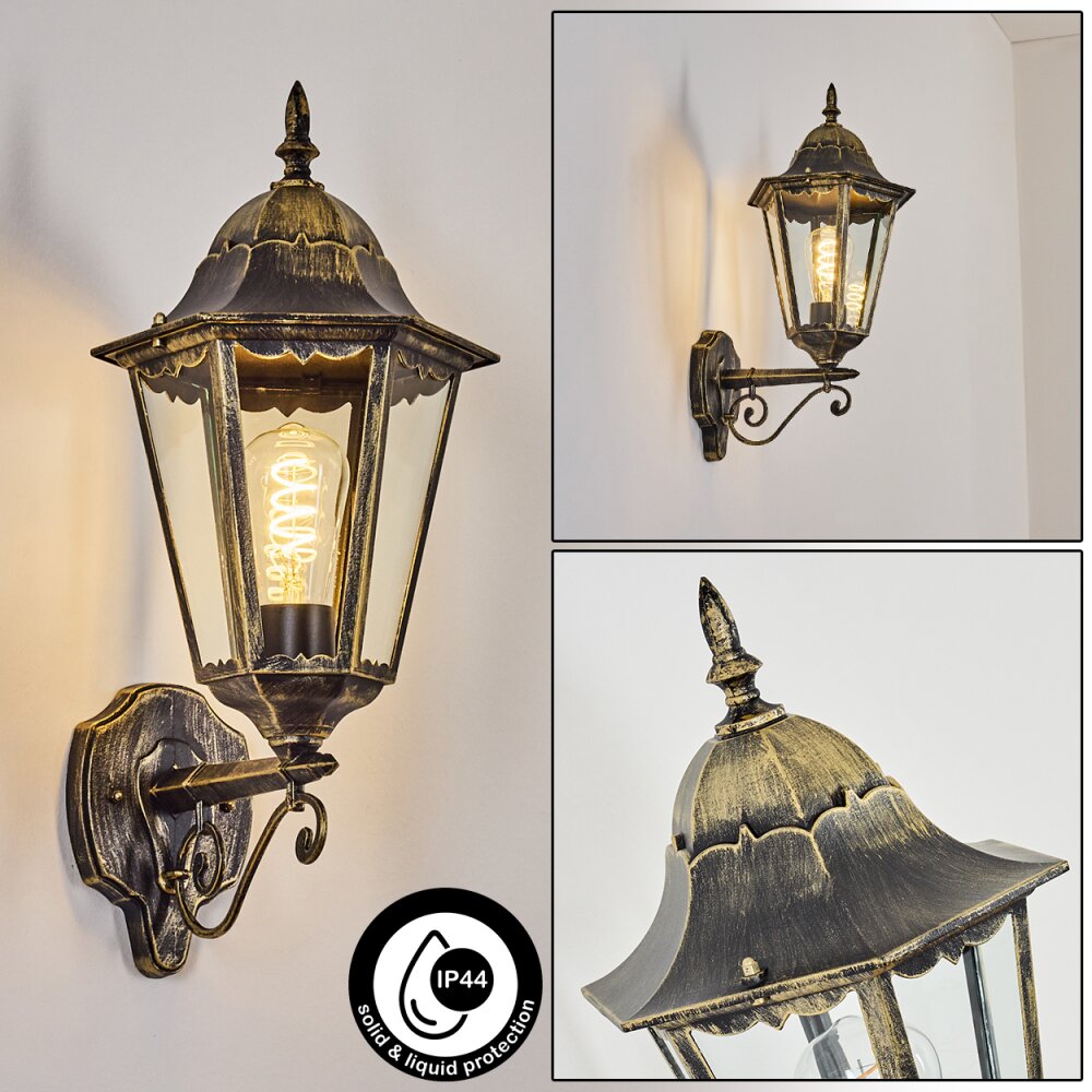 Hongkong Lampe murale d´extérieur, Applique murale Or, Noir, 1 lumière main product photo