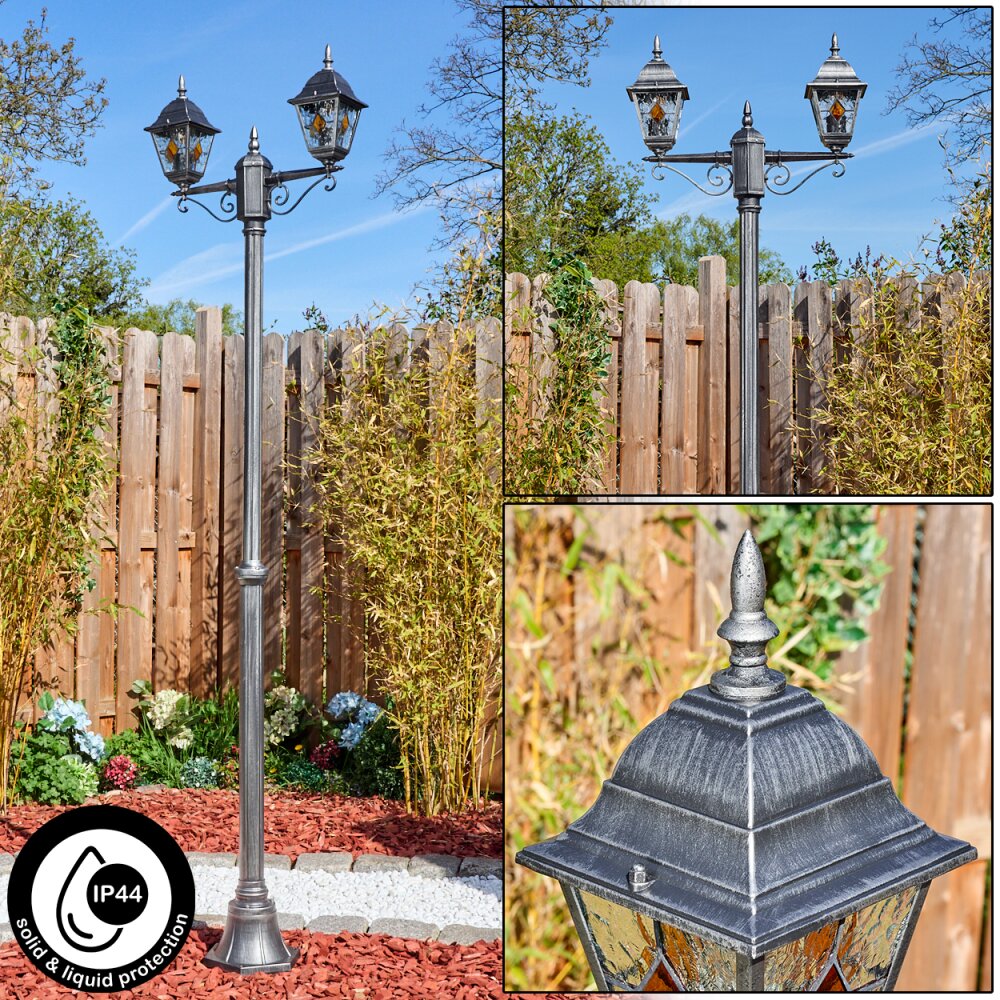 Naofe Réverbère, Eclairage de chemin Noir, Argenté, 2 lumières main product photo