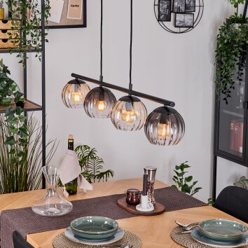 Koyoto Suspension, Boule lumineuse, Suspension Ambre, Clair, Fumé, 4 lumières
