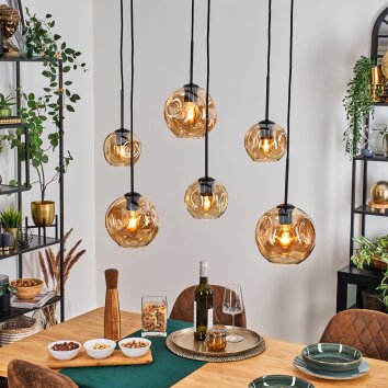 Ripoll Suspension, Boule lumineuse, Suspension Ambre, 6 lumières