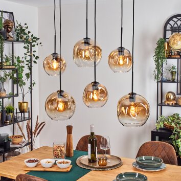 Ripoll Suspension, Boule lumineuse, Suspension Ambre, Clair, 6 lumières