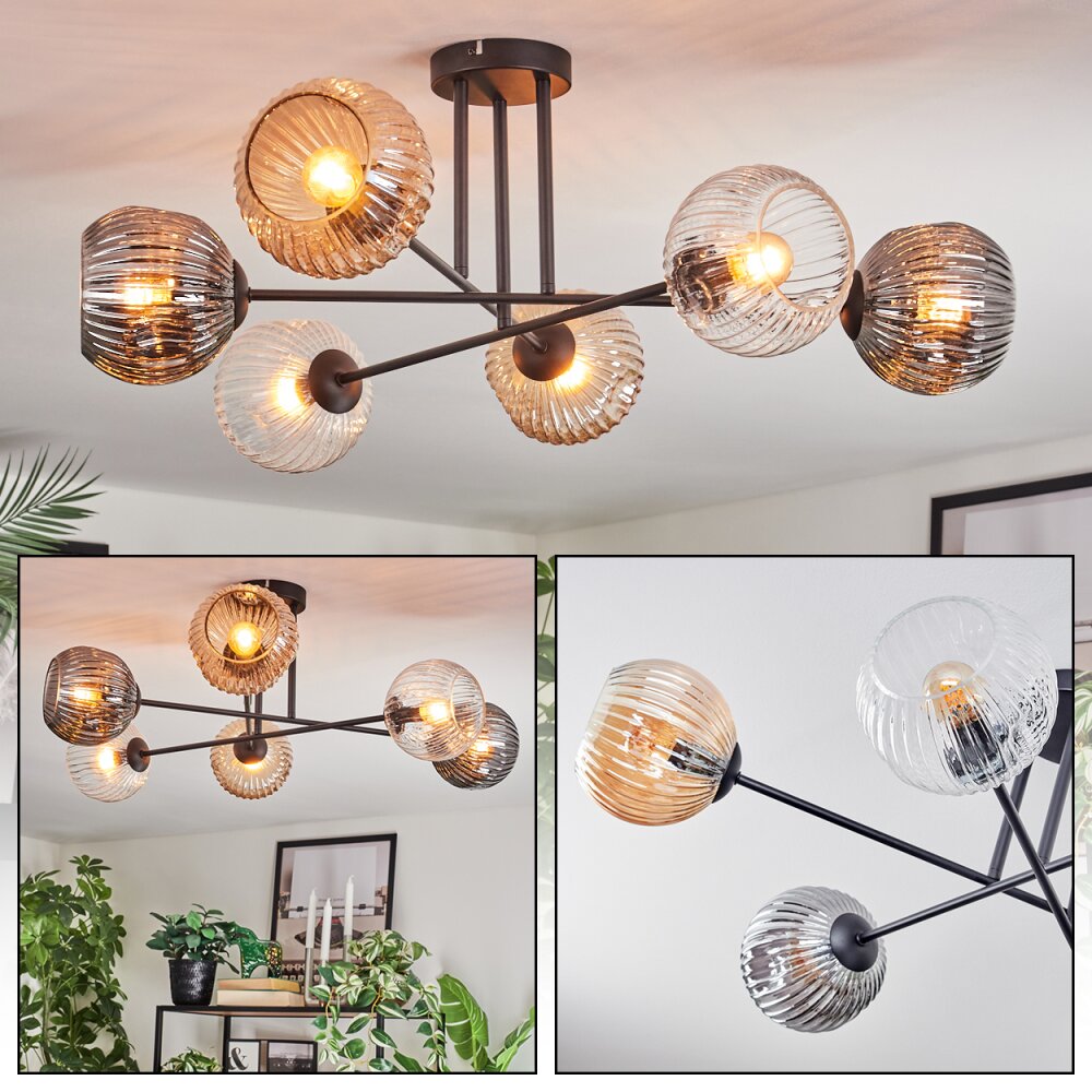 Ripoll Plafonnier, Boule lumineuse Ambre, Clair, Fumé, 6 lumières main product photo