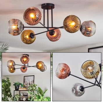 Ripoll Plafonnier, Boule lumineuse Chrome, Or, Clair, Cuivré, Fumé, 6 lumières
