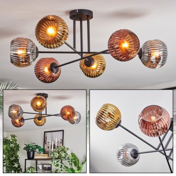Ripoll Plafonnier, Boule lumineuse Chrome, Or, Cuivré, Fumé, 6 lumières