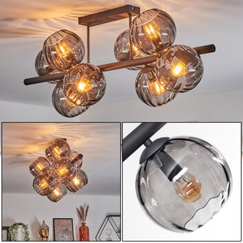 Koyoto Plafonnier, Boule lumineuse Fumé, 8 lumières