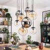 Gastor Suspension, Boule lumineuse, Suspension Ambre, Chrome, Clair, Fumé, 8 lumières