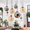 Gastor Suspension, Boule lumineuse, Suspension Ambre, Chrome, Clair, Fumé, 8 lumières