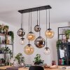 Gastor Suspension, Boule lumineuse, Suspension Ambre, Chrome, Clair, Fumé, 8 lumières