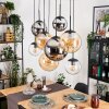 Gastor Suspension, Boule lumineuse, Suspension Ambre, Chrome, Clair, Fumé, 8 lumières