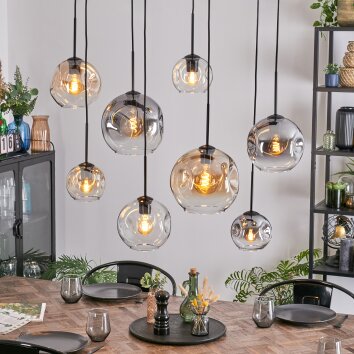 Ripoll Suspension, Boule lumineuse, Suspension Ambre, Clair, Fumé, 8 lumières