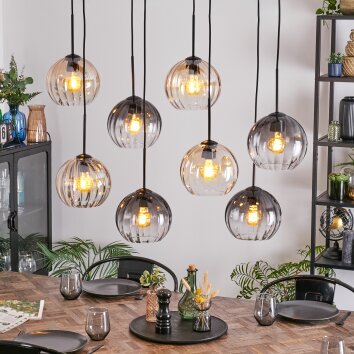 Koyoto Suspension, Boule lumineuse, Suspension Ambre, Clair, Fumé, 8 lumières
