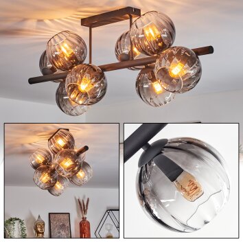 Koyoto Plafonnier, Boule lumineuse Clair, Fumé, 8 lumières