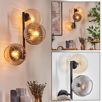 Koyoto Boule lumineuse, Applique murale Ambre, Clair, Fumé, 3 lumières