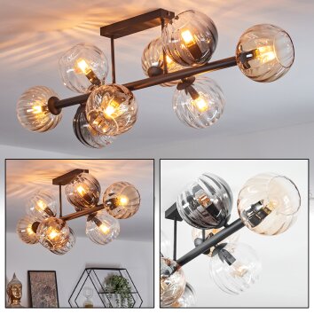 Koyoto Plafonnier, Boule lumineuse Ambre, Clair, Fumé, 8 lumières