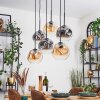 Ripoll Suspension, Boule lumineuse, Suspension Ambre, Clair, Fumé, 6 lumières