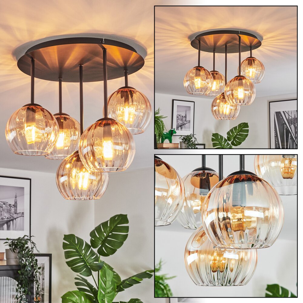Koyoto Plafonnier, Boule lumineuse 33 cm Ambre, Clair, 5 lumières main product photo