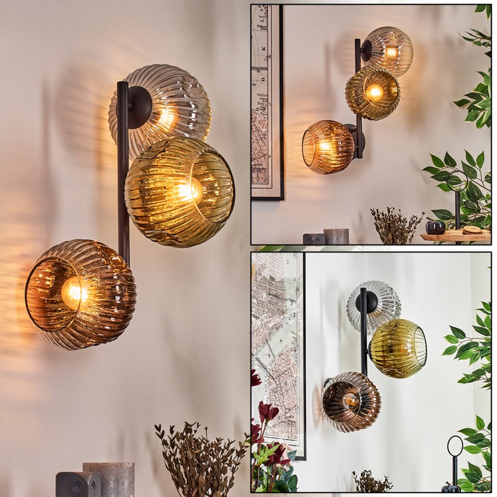 Ripoll Boule lumineuse, Applique murale Or, Clair, Cuivré, Fumé, 3 lumières main product photo