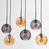 Koyoto Suspension, Boule lumineuse, Suspension Ambre, Fumé, 6 lumières