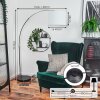 Bassagoda Lampadaire, Lampadaires arc Chrome, Noir, 1 lumière, Abat-jour en tissu