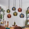 Koyoto Suspension, Boule lumineuse, Suspension Bleu, Vert, Cuivré, 6 lumières
