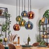Koyoto Suspension, Boule lumineuse, Suspension Bleu, Vert, Cuivré, 6 lumières