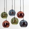 Koyoto Suspension, Boule lumineuse, Suspension Bleu, Vert, Cuivré, 6 lumières