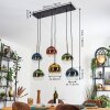 Koyoto Suspension, Boule lumineuse, Suspension Bleu, Or, Vert, Clair, Cuivré, 6 lumières