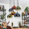 Koyoto Suspension, Boule lumineuse, Suspension Bleu, Or, Vert, Clair, Cuivré, 6 lumières