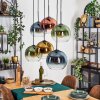 Koyoto Suspension, Boule lumineuse, Suspension Bleu, Or, Vert, Clair, Cuivré, 6 lumières