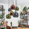 Koyoto Suspension, Boule lumineuse, Suspension Bleu, Or, Vert, Cuivré, 6 lumières