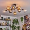 Gastor Plafonnier, Boule lumineuse Ambre, Clair, Fumé, 8 lumières