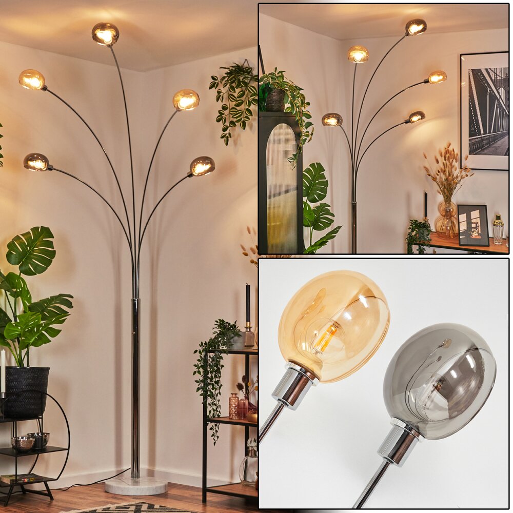 Nikkala Lampadaire Chrome, Blanc, 5 lumières main product photo