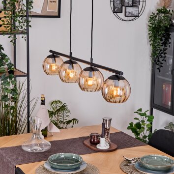 Koyoto Suspension, Boule lumineuse, Suspension Ambre, 4 lumières Koyoto Suspension, Boule lumineuse, Suspension Ambre, 4 lumières