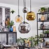 Ripoll Suspension, Boule lumineuse, Suspension grappe Ambre, Chrome, Or, Fumé, 4 lumières