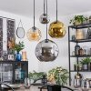 Ripoll Suspension, Boule lumineuse, Suspension grappe Ambre, Chrome, Or, Fumé, 4 lumières