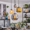 Ripoll Suspension, Boule lumineuse, Suspension grappe Ambre, Chrome, Or, Fumé, 4 lumières
