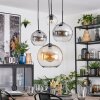 Koyoto Suspension, Boule lumineuse, Suspension grappe Ambre, Chrome, Clair, Fumé, 4 lumières
