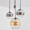 Koyoto Suspension, Boule lumineuse, Suspension grappe Ambre, Chrome, Clair, Fumé, 4 lumières