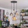 Koyoto Suspension, Boule lumineuse, Suspension grappe Ambre, Chrome, Clair, Fumé, 4 lumières